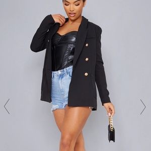PrettyLittleThing | Black Double Breasted Military Style Blazer